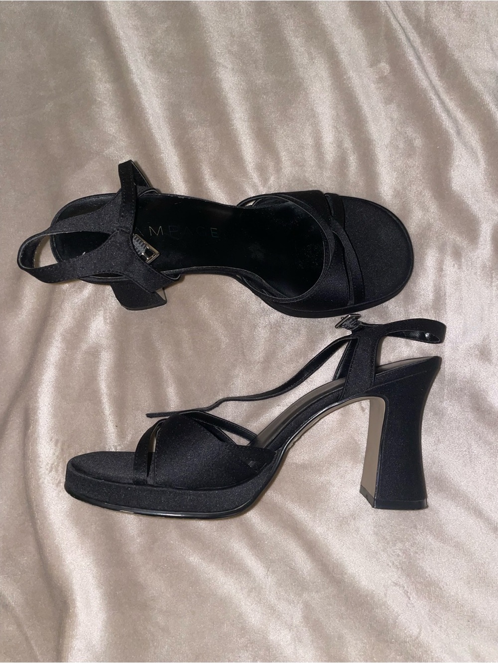 Rampage Black Strappy Platform Block Heel Sandals